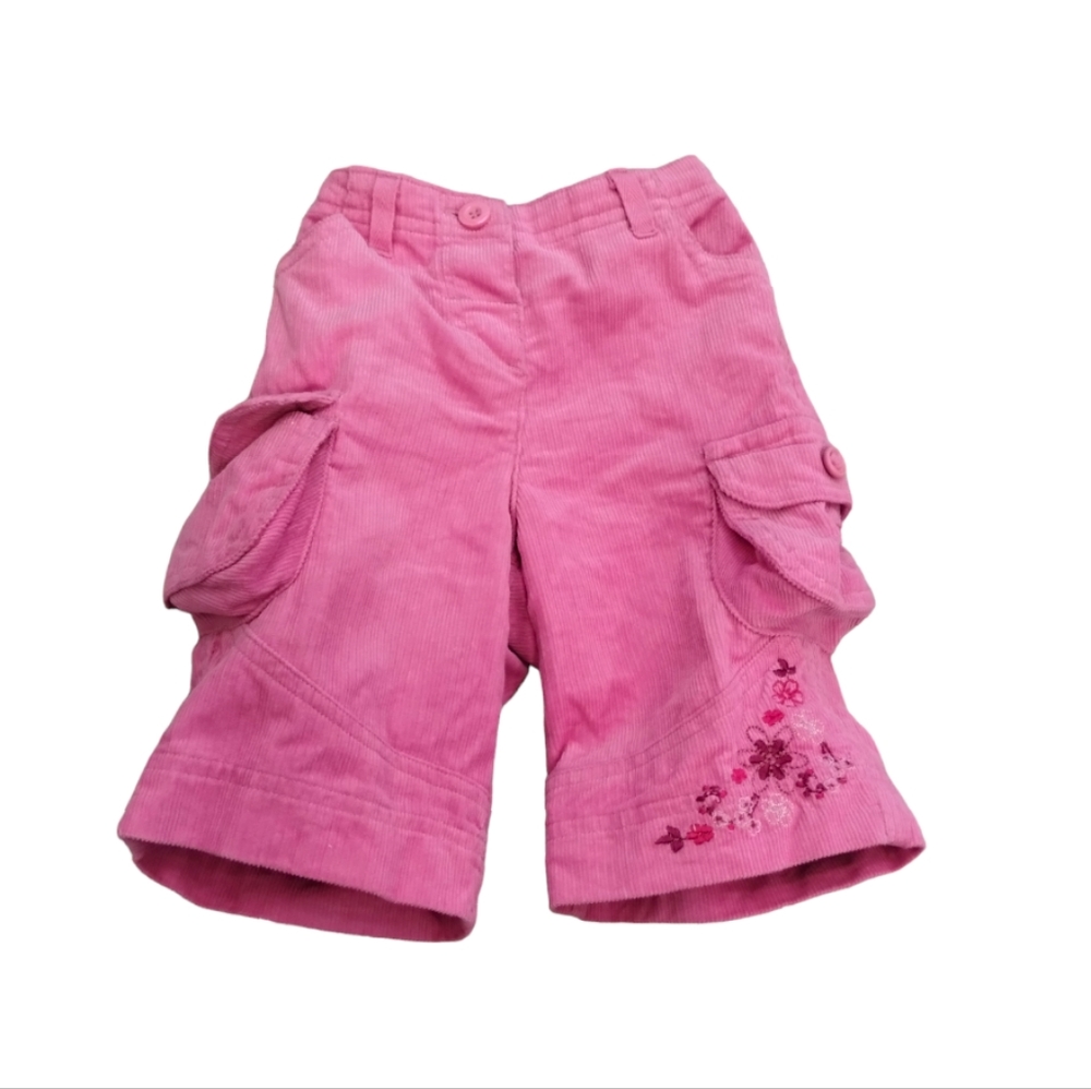 -Target Toddler Girl Floral Print Wide Leg Cargo Corduroy Pants Capri Y2k
